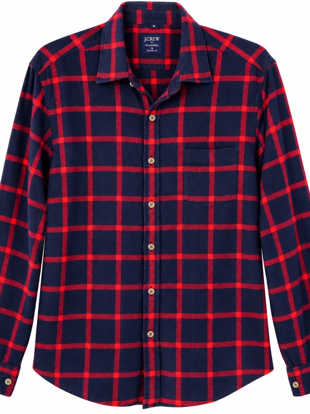 J. Crew Navy and Red Windowpane Flannel Button-Down